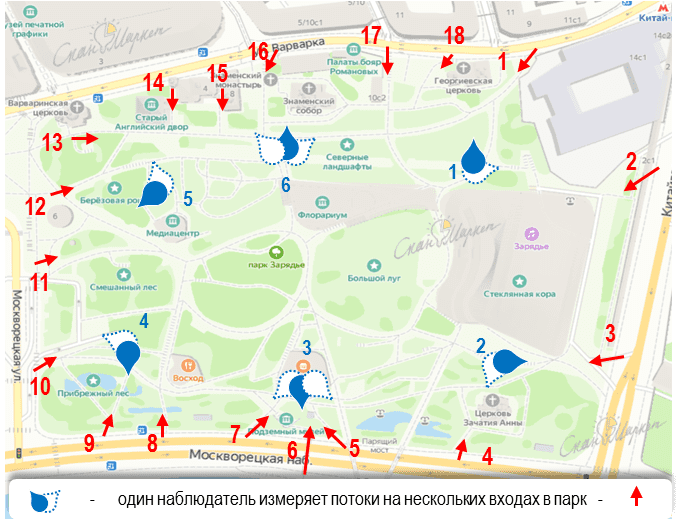 Схема измерения посетительского трафика в парке